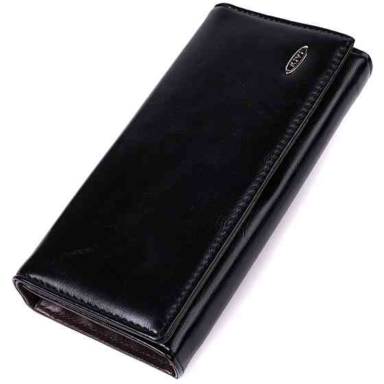 Горизонтальний жіночий гаманець із натуральної шкіри KIVI 19087 Чорний Київ