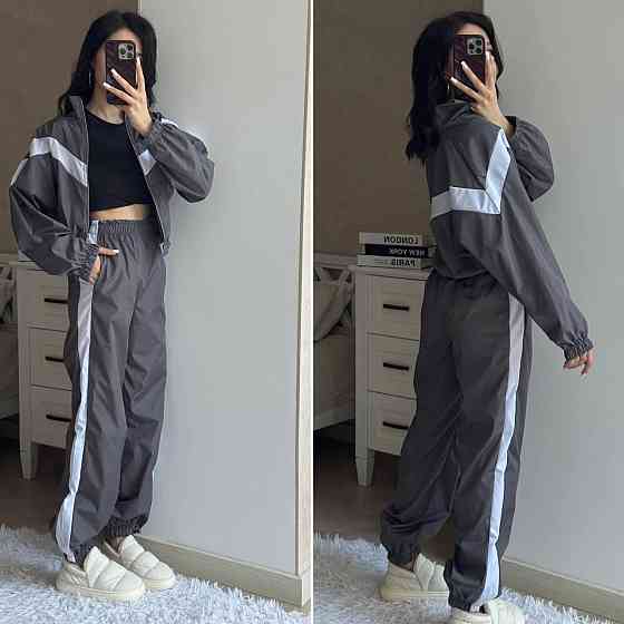 Женский плащевой костюм двойка: кофта и штаны в спортивном стиле плащевка эмми 46/48, Графит Одесса