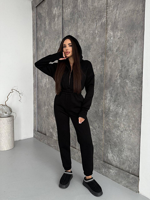 Женский теплый повседневный комбинезон с капюшоном трехнить на флисе Одесса - изображение 7