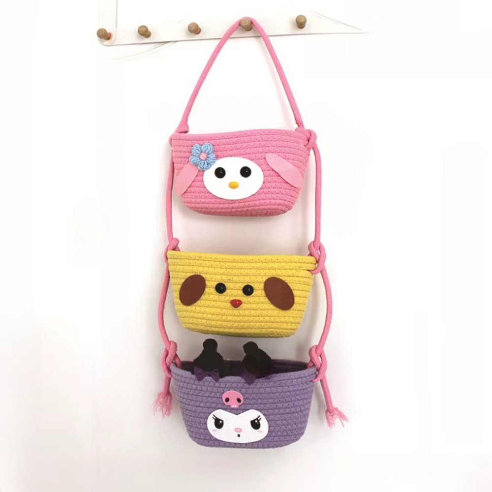 Навесной органайзер для детей | Плетеная корзина для хранения игрушек и аксессуаров, розовая Каменец-Подольский - изображение 1