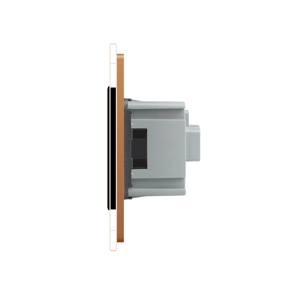 LIVOLO Електрична розетка з заземленням LIVOLO, чорна з золотою рамкою, шторки, скло, 250В 16А Коломия - фото 5