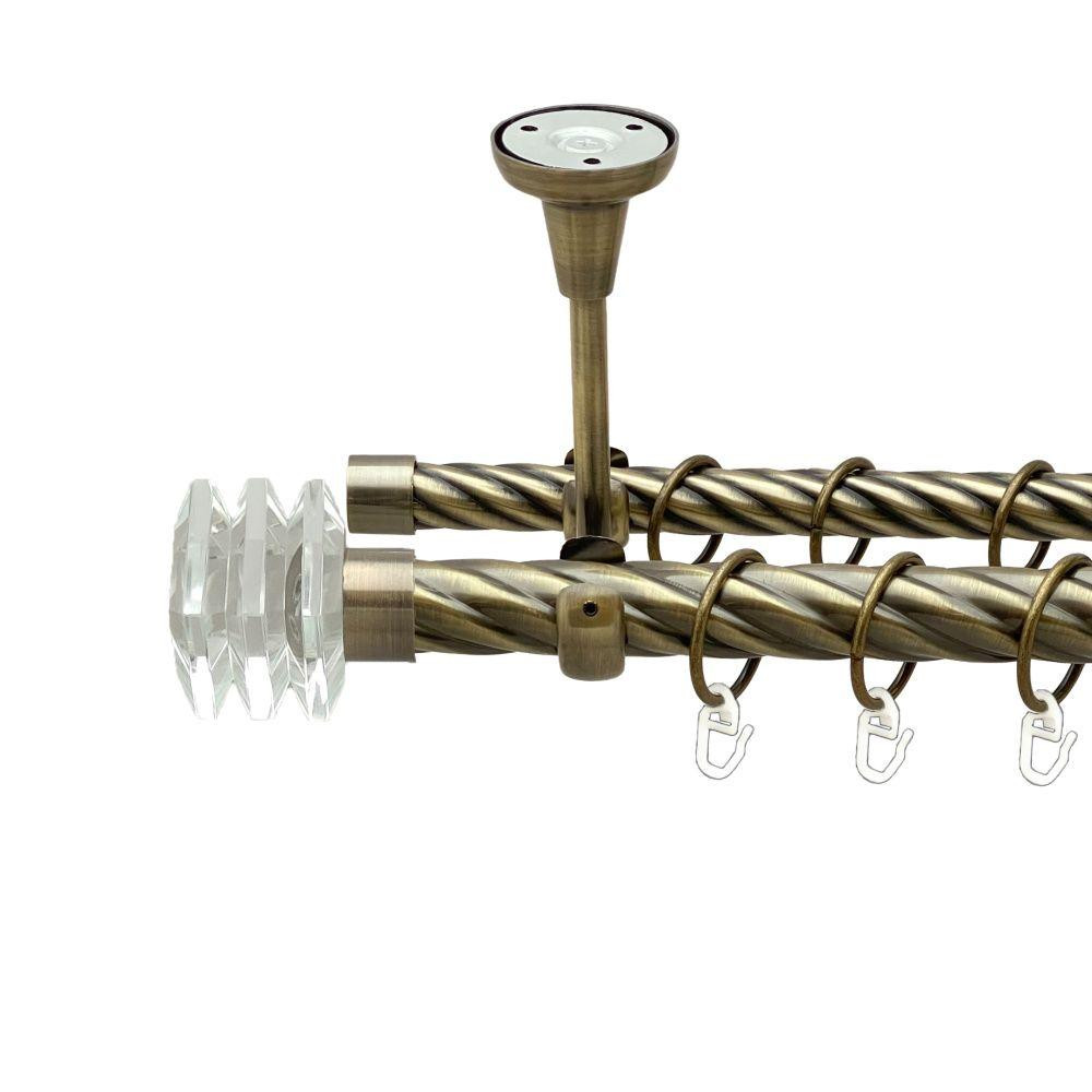 Карниз Orvit Міліора металевий дворядний відкритий до стелі скручена труба кільце металеве Антик 25\19 мм 160 см (00-00019114) Львів - фото 1