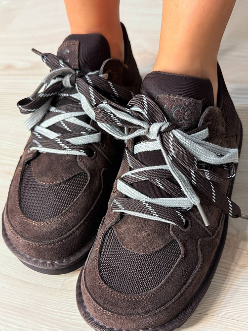 Кроссовки женские Hengji 1517-6 замшевые с двойной шнуровкой угги коричневые, 38, 24,5 см Киев - изображение 1