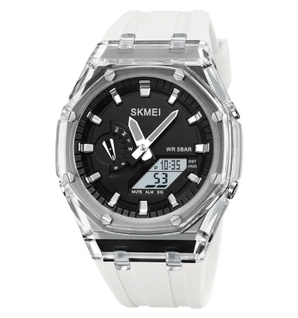 Женские спортивные часы Skmei 2100 (Белые с черным циферблатом) Винница