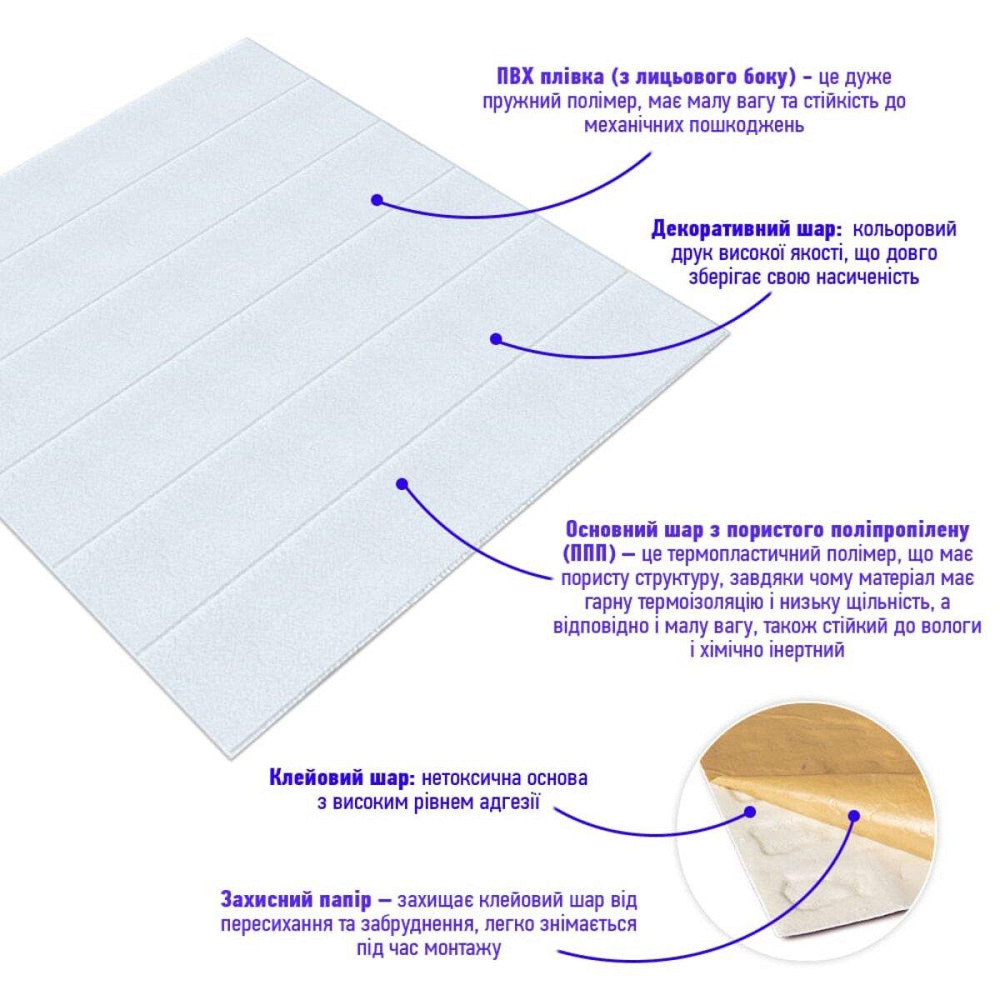 Панель стінова 3D 700х700х4мм Біла вагонка SW-00001964 Київ - фото 2
