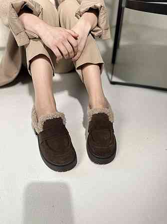 Olli Лофери жіночі OLLI шоколадні натуральна замша з хутром зимові (5634) Коломыя