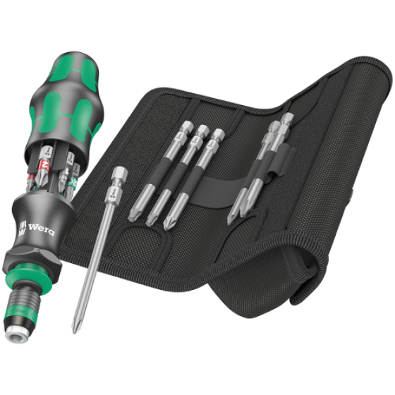 Викрутка Wera магазин для біт в ручці PH/PZ/SL/Torx (25мм)+подовжені біти PH/PZ/SL/Torx (89мм), 13од.,в сумці 05051017001 Одеса