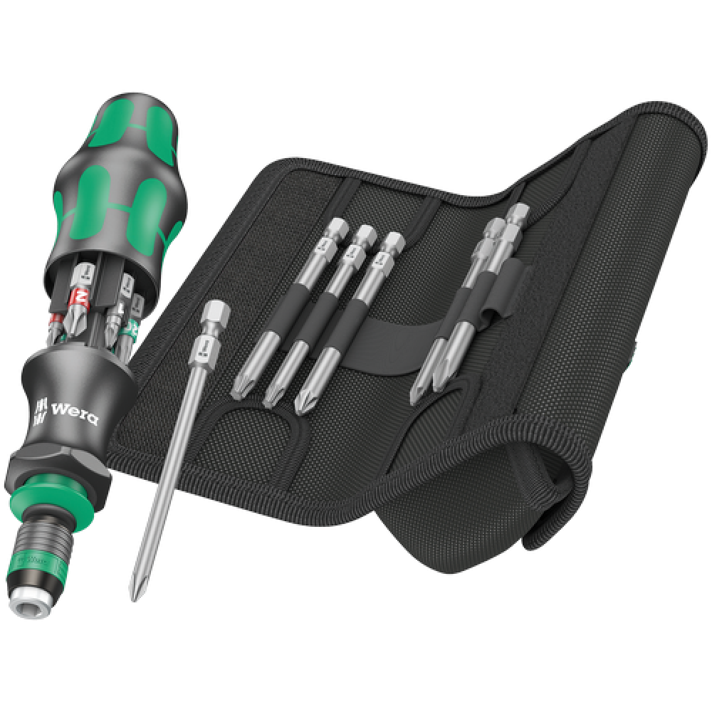 Отвертка Wera магазин для бит в ручке PH/PZ/SL/Torx (25мм) +удл.биты PH/PZ/SL/Torx (89мм), 13ед.,в сумке Одесса - изображение 1