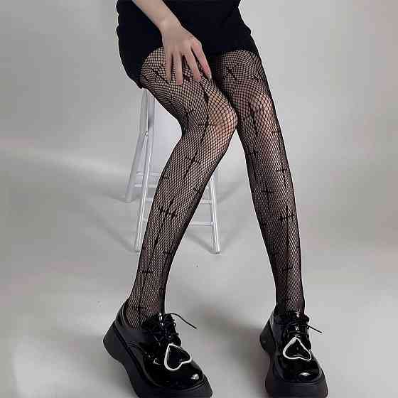 Колготки с крестами в сетку женские one size черный Киев