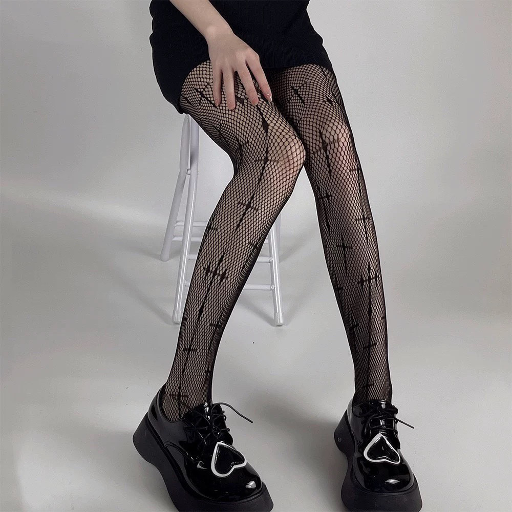 Колготки с крестами в сетку женские one size черный Киев - изображение 1