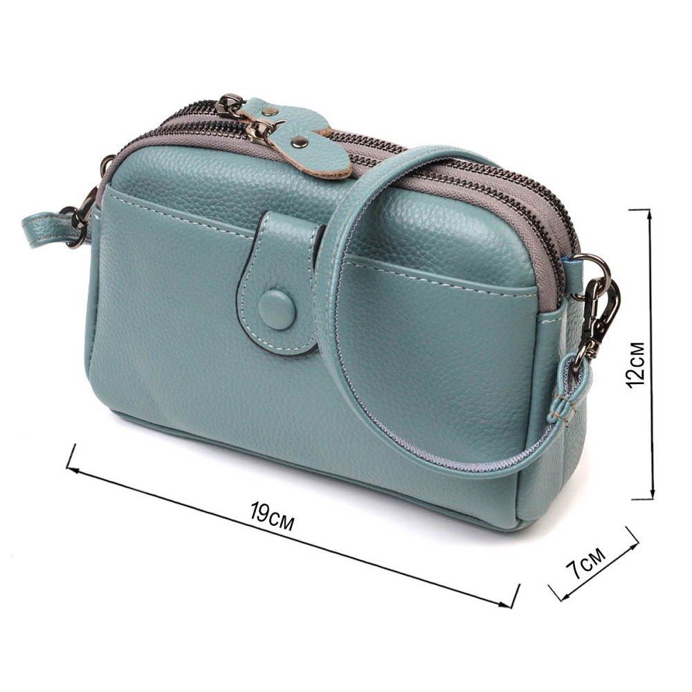 Модная сумка-клатч в стильном дизайне из натуральной кожи 22087 Vintage Серо-голубая Киев - изображение 3