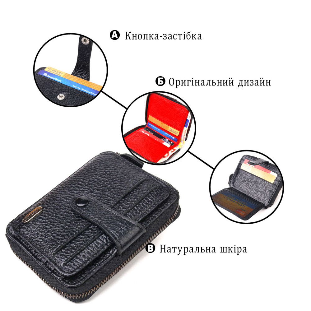 Стильное женское портмоне из натуральной кожи CANPELLINI 21490 Черное Киев - изображение 4