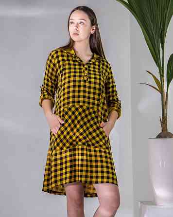 Жіноча туніка з капюшоном в клітку Nicoletta 92140 Гірчичний, M Київ