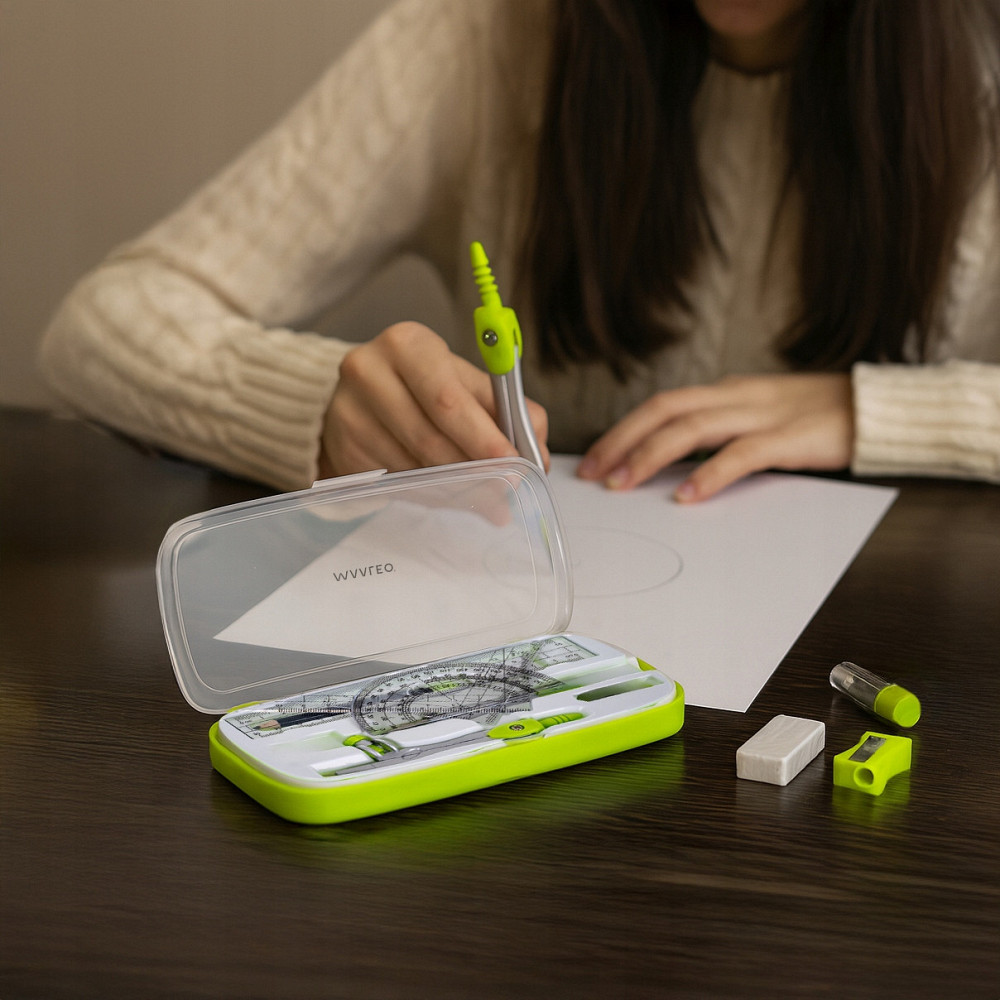 Геометричний набір 10 предметів лінійка, циркуль, транспортир, шкільний кутник Maaleo (26170) Нововолинськ - фото 10