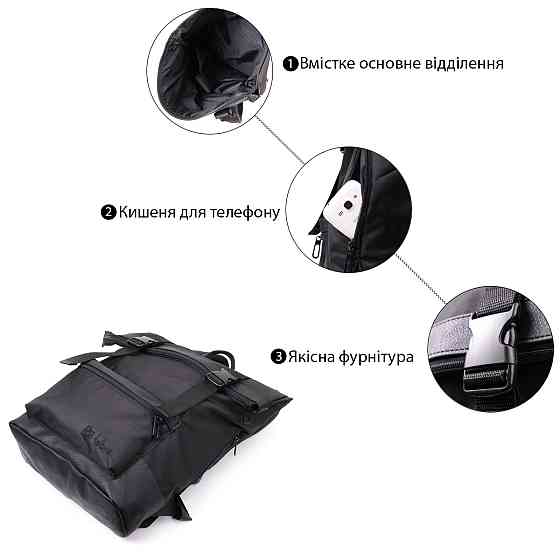 Рюкзак для ноутбука из вставками эко-кожи FABRA 22582 Черный Киев