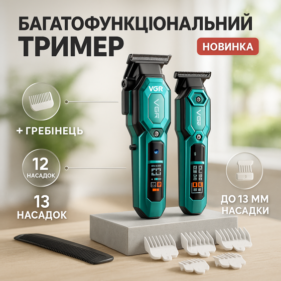 Моющаяся машинка для стрижки VGR, Машинка для стрижки с мощным аккумулятором Набор машинок KD-36 Львов