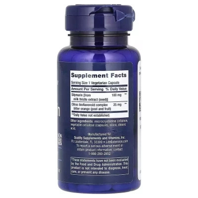 Вітамінно-мінеральний комплекс Life Extension Розторопша (Сілімарін), 100 мг, Silymarin, 90 вегетаріанських до (LEX-18849) Вінниця - фото 2