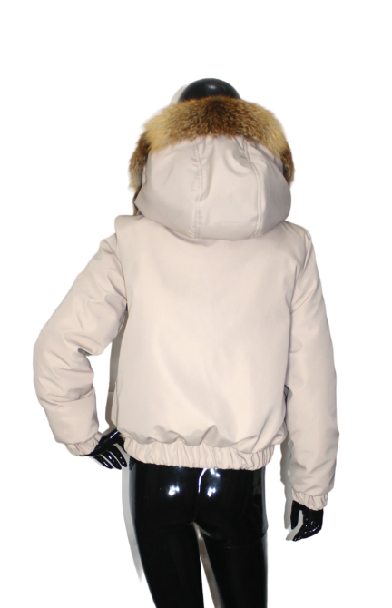 Бомбер женский с мехом лисицы Бежевый 42 Харьков - изображение 8