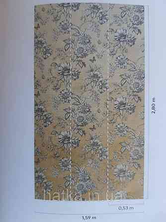 Шпалери вінілові Grandeco One roll one motif 2 SN6001 панно листя гілки метелики на квіти жовто-коричневому Київ