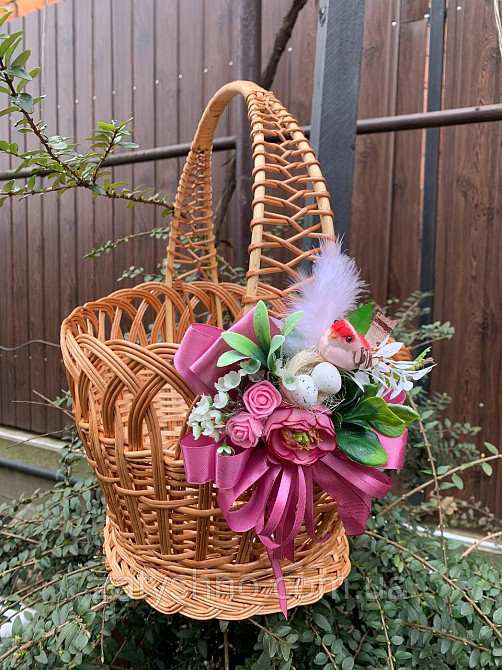 Кошик великий, плетений, з квіткою Київ - фото 7