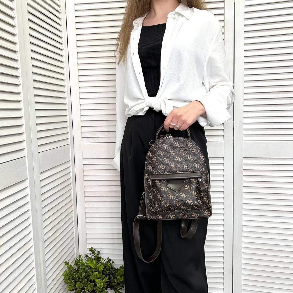 Женский рюкзак классический брендовый. Женский маленький брендовый рюкзак Коричневый 816 Киев - изображение 5