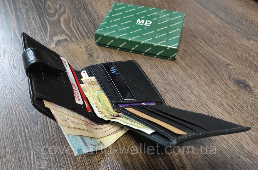 Шкіряний чоловічий гаманець на магнітній фіксації (вертикальний) MD 129A Київ - фото 7