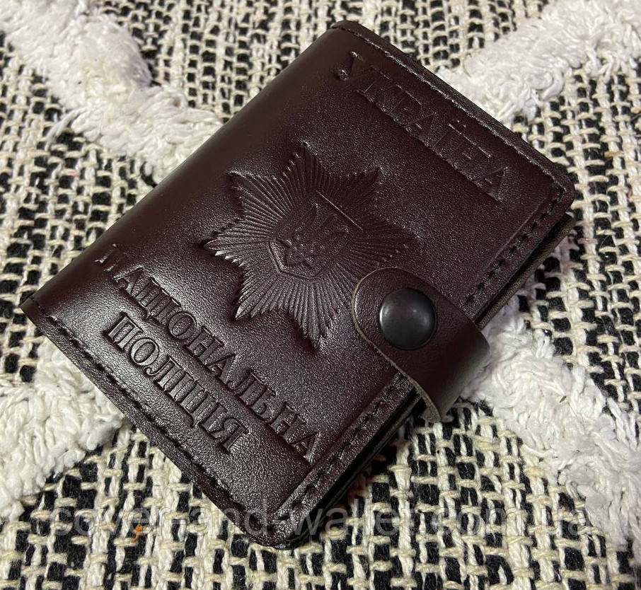 Обкладинка "Національна поліція" на кнопці під жетон із натуральної шкіри Київ - фото 5