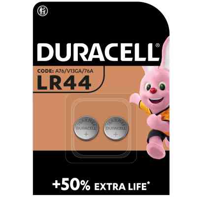 Батарейка Duracell LR44 1.5V спеціалізована лужна типу таблетка, 76A/A76/V13GA, 2шт. в упаковці (5000394504424 / 5007795) Вінниця