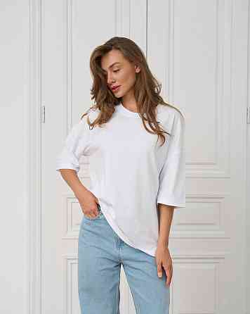 Футболка женская оверсайз круглое горло Nicoletta - Белая M Киев