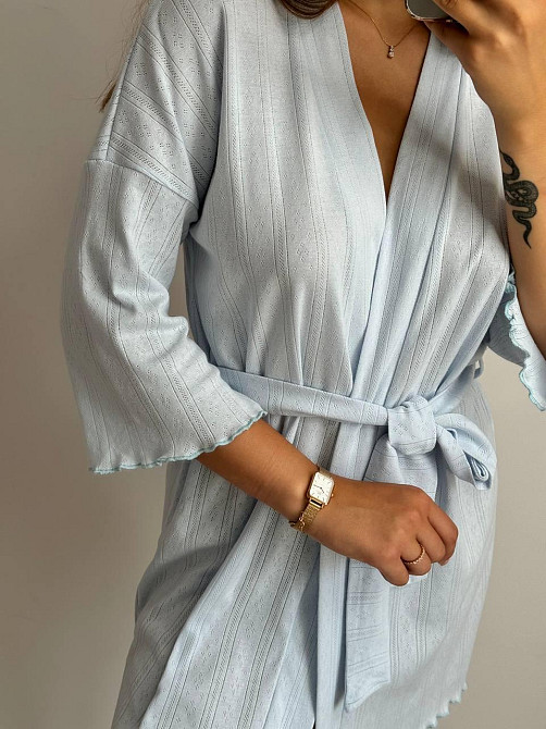 Домашний халат из трикотажа бамбук Голубой XS/S Харьков - изображение 5