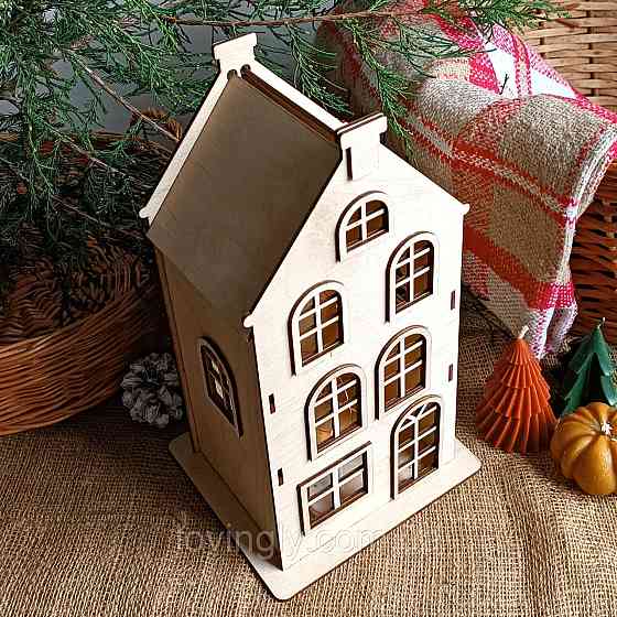 Будиночок з дерева 33 см в європейському стилі з LED підсвіткою. Ірпінь