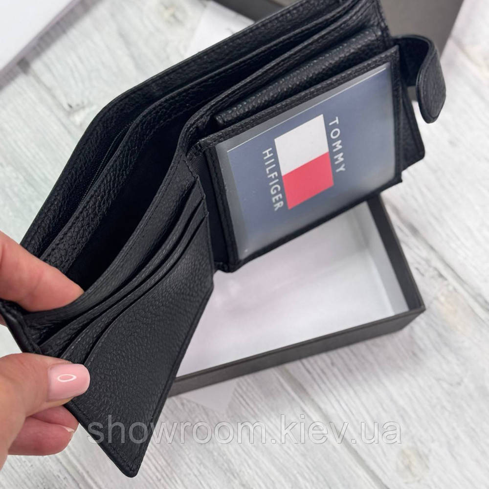 Чоловічий брендовий гаманець із натуральної шкіри на кнопці  Tommy (6605) Київ - фото 2