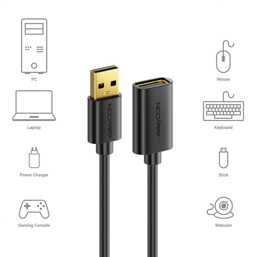 Кабель подовжувач USB 2.0 тато мама DeleyCON MK715 1,5м Луцк - изображение 4