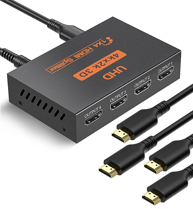 HDMI-розгалужувач на 4 порти, спліттер HDMI сигналу для 4 екранів моніторів HDCP1.4 4K 3D 1080P для PS5/4 Xbox TV ПК монітора Київ - фото 1
