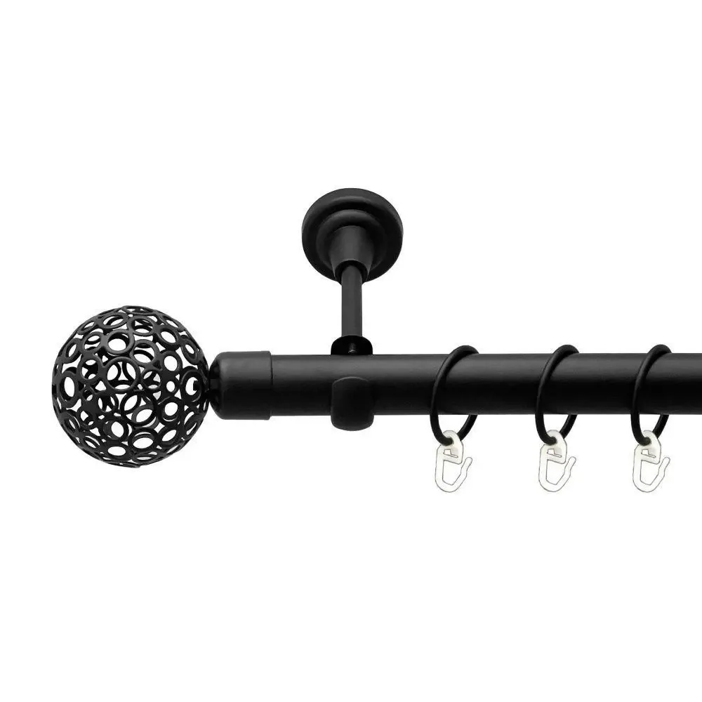 Карниз Orvit Савона металевий однорядний відкритий гладка труба кільце металеве Чорний Оксамит 25 мм 240 см Львов - изображение 1