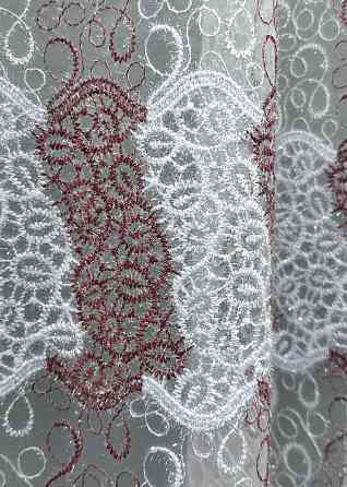 Тюль органза з вишивкою та люрексом колір бордовий з білим 1688т Київ