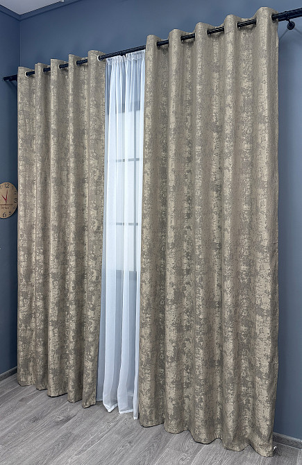 Комплект штор на люверсах VR-Textil Жакард Sultan XO № 1144ш кавово-сірий 150х250 см 2 шт (37-0158) Київ - фото 4
