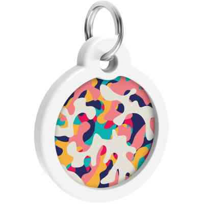 Адресник для тварин WAUDOG Smart ID з QR паспортом "Камо різнокольоровий", круг 30 мм (230-0206) Вінниця