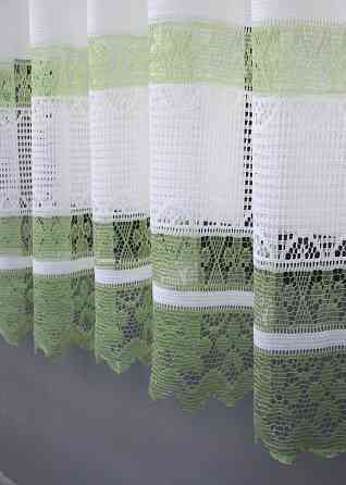 Тюль сетка VR-Textil Juli № 1150т Арка на кухню цвет белый с зеленым 300х150 см (53-0010) Киев