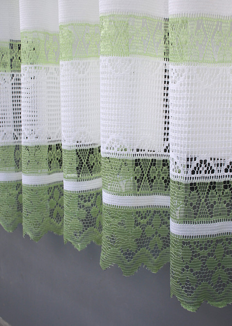 Тюль сетка VR-Textil Juli № 1150т Арка на кухню цвет белый с зеленым 300х150 см (53-0010) Киев - изображение 6