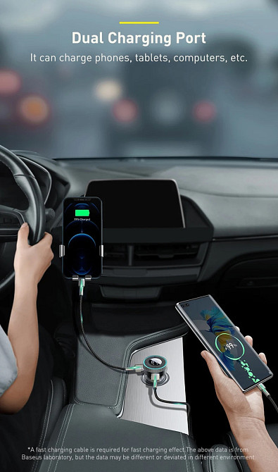 FM трансмітер модулятор Baseus Enjoy Car Wireless MP3 Charger CCLH-01 (Чорний) Миколаїв - фото 4