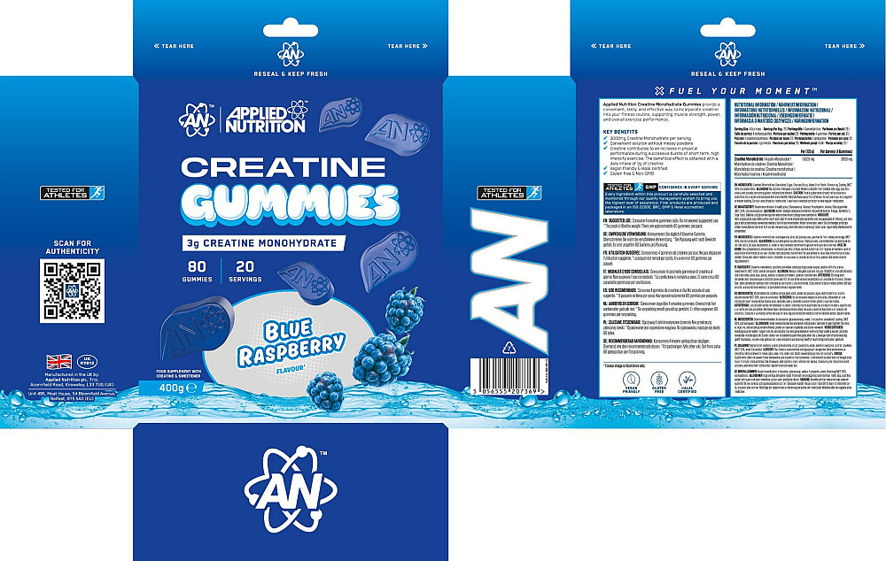 Креатин Applied Nutrition Creatine Monohydrate Gummies 3000 мг 80 желейок, Blue raspberry Луцьк - фото 3