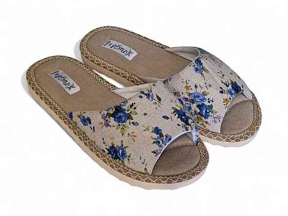 Тапочки женские открытые домашние натуральный лен 36 Одесса