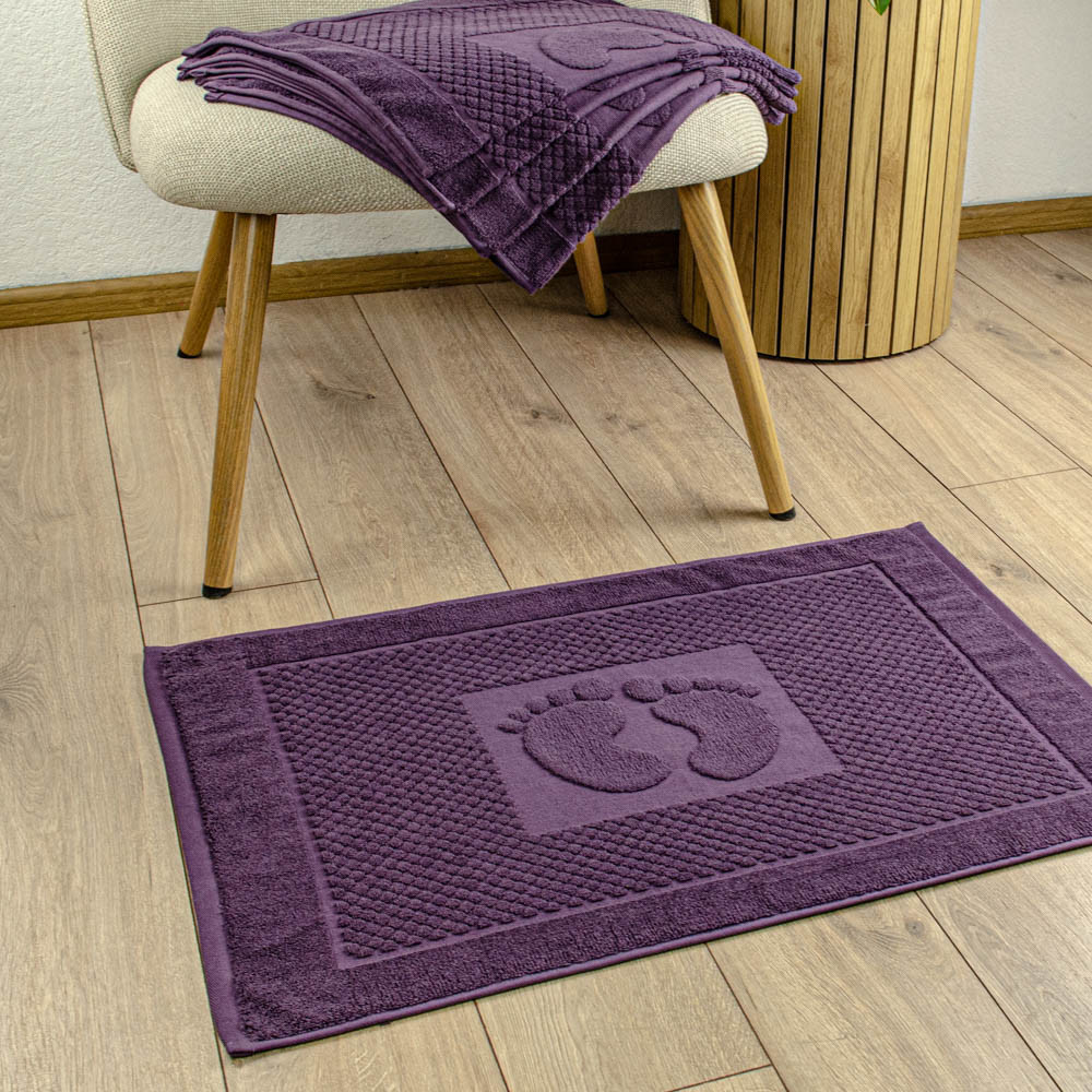 Махровий рушник жакардовий для ніг GM Textile 50х70см 600г/м2 (Фіолетовий) Суми - фото 2