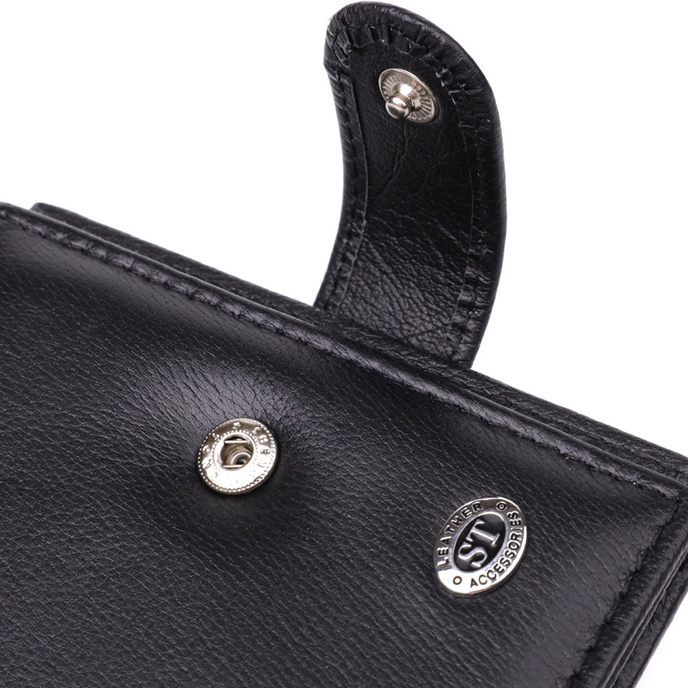 Компактный мужской бумажник вертикального формата из натуральной кожи ST Leather 23095 Черный Киев - изображение 5