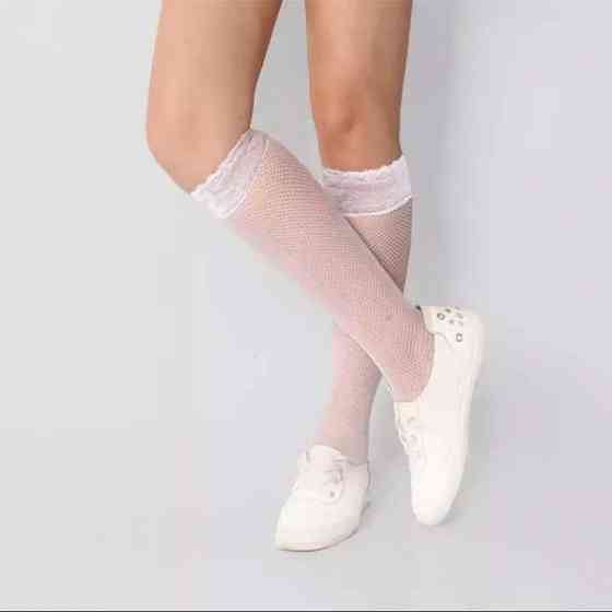 Длинные гольфы в сетку - Красный - XS/S/М – Эротическое бельё Винница