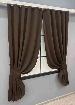 Комплект коротких штор VR-Textil Блэкаут Midnight № 1677ш Коричневый 140х170 см 2 шт (35-0331) Киев