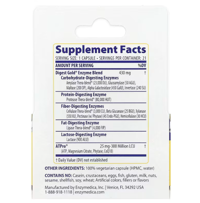 Ферменти для травленняEnzymedica  Digest Gold with ATPro 21 капс Київ - фото 2