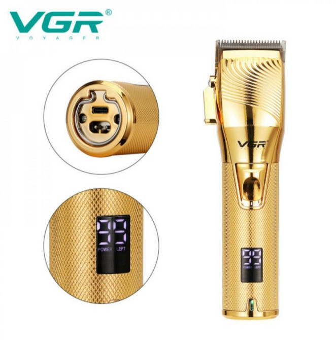 Бездротова Машинка для стрижки волосся VGR V-904 pr 6 змінних насадок, зарядка USB, Щітка для очищення Одеса - фото 5