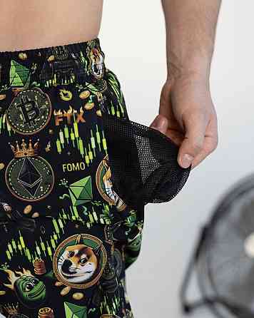 Пляжные шорты мужские черные Pobedov Vocation Kripta Киев